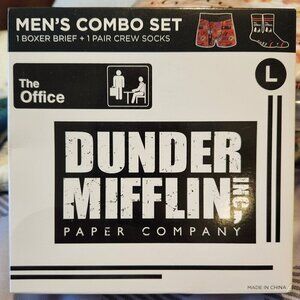 The Office Dunder Mifflin Men's Combo Set 1 Boxer Brief 1 Pair Socks Large New